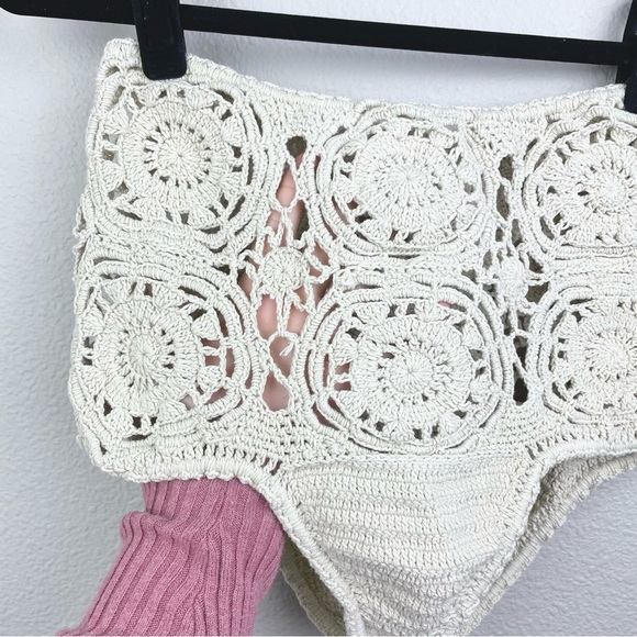 Andi Bagus Women's M/L Lotus Hi Pant Cream High-Waister Crochet Bikini Bottom - Picture 7 of 16